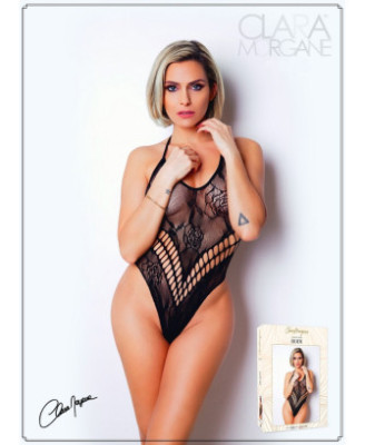 Body effet string sexy noir en résille - Le Numéro 4 - Collection Body 